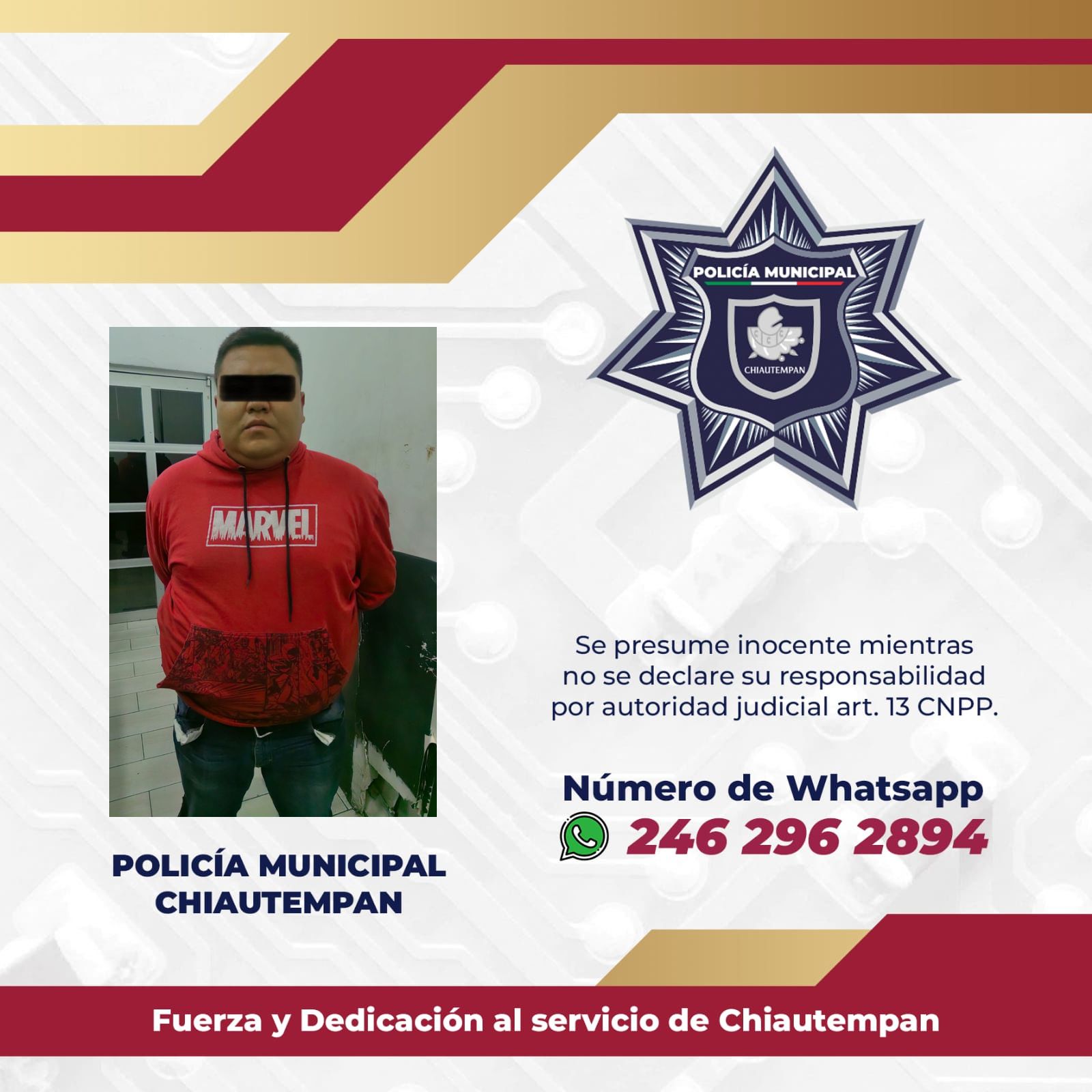 Detiene Policía de Chiautempan a masculino por asalto a gasolinera